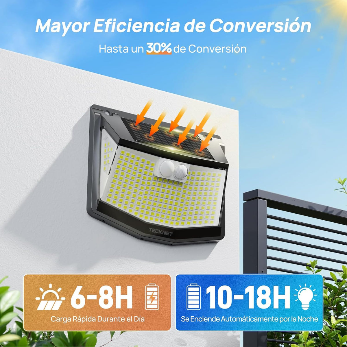 Pack 3 Focos Led Exterior con carga Solar y  Sensor de Movimiento